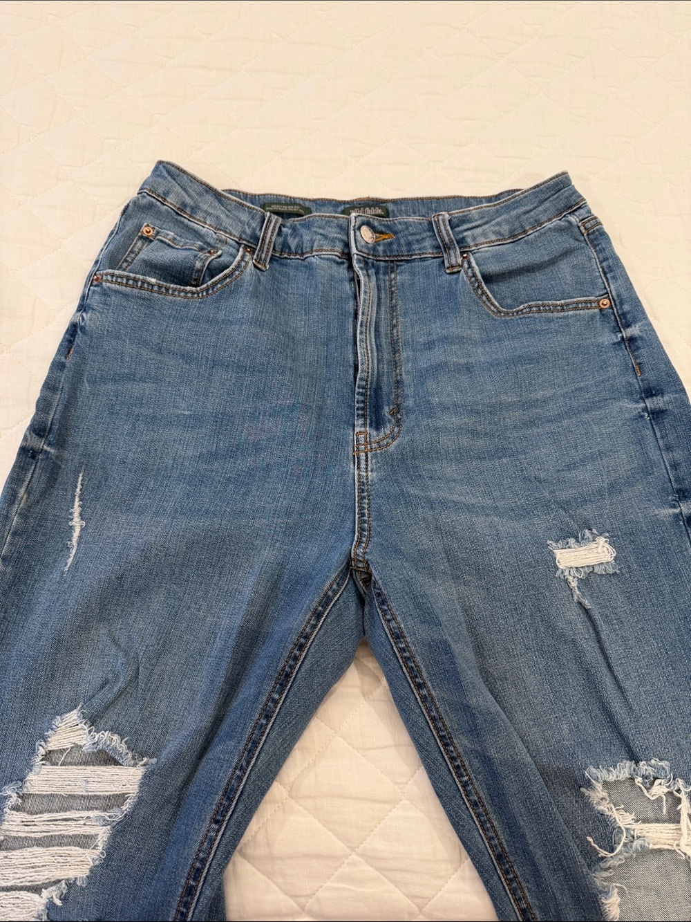 wild fable Medium Blue High-Rise Distressed Straight Jeans - Picture 3 of 6